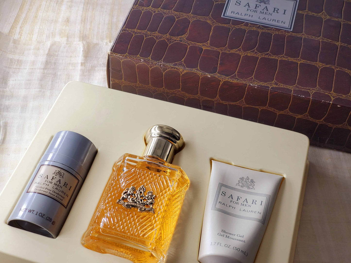 SET Safari for Men Ralph Lauren (Cosmair) EDT Spray 50 ml 1.7 oz, Rare, Vintage, Same Photos