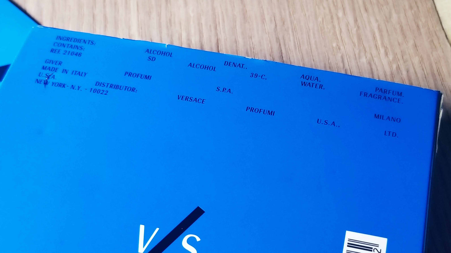 V/S Versus by Versace for men EDT Spray 100 ml 3.4 oz OR 50 ml 1.7 oz, Rare, Vintage