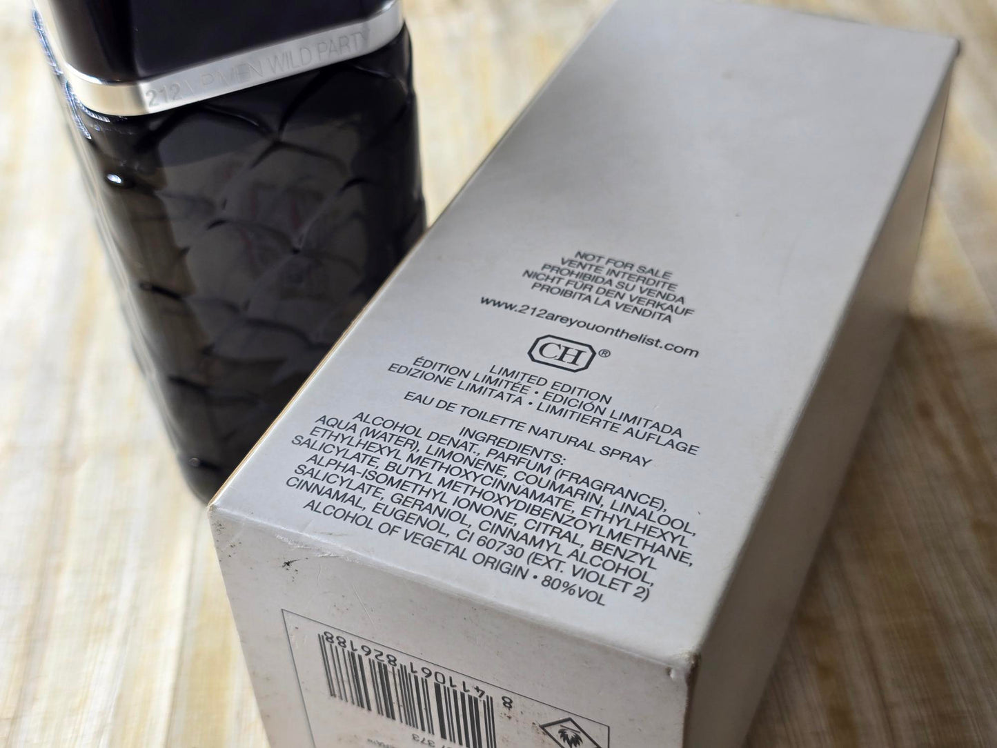 212 VIP Men Wild Party Carolina Herrera for men EDT Spray 100 ml 3.4 oz – Rare, Vintage, Original Bottle Tester
