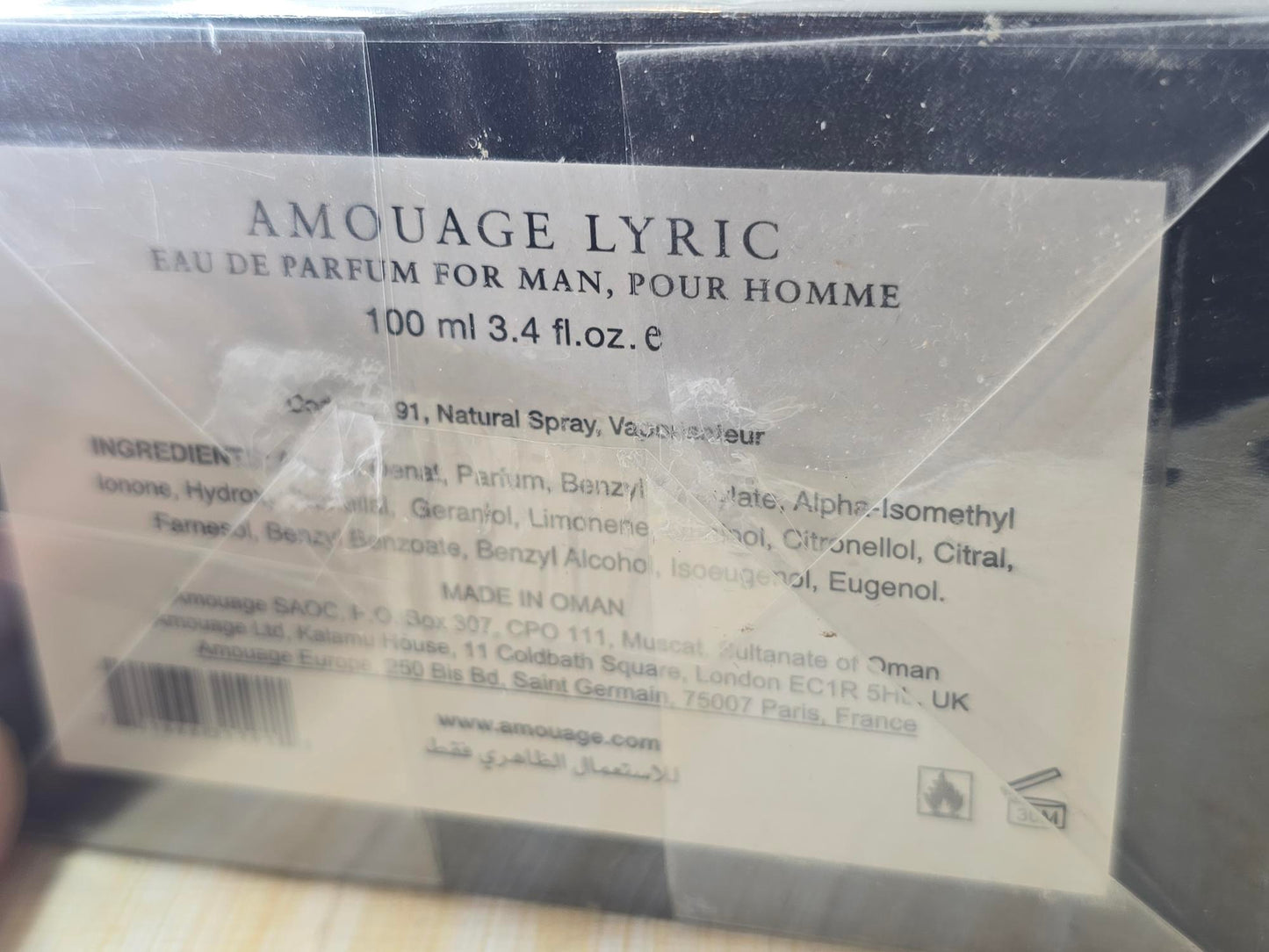 Lyric Man Amouage for men EDP Spray 100 ml 3.4 oz - Rare, Vintage, Original Bottle Sealed