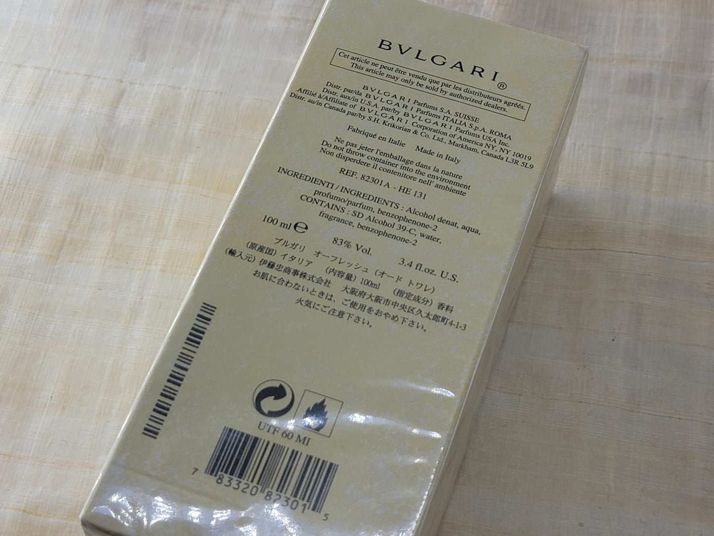 Eau Fraiche Bvlgari for women EDT Spray 100 ml 3.4 oz, Vintage, Rare, Sealed