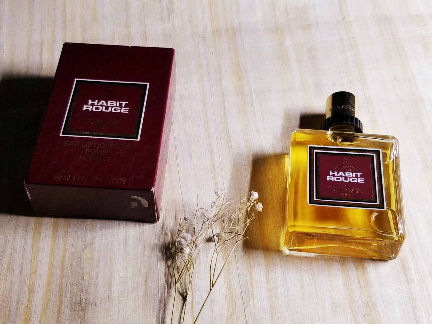 Habit Rouge Guerlain for men Cologne Splash 50 ml 1.7 oz. Vintage 1988, Rare