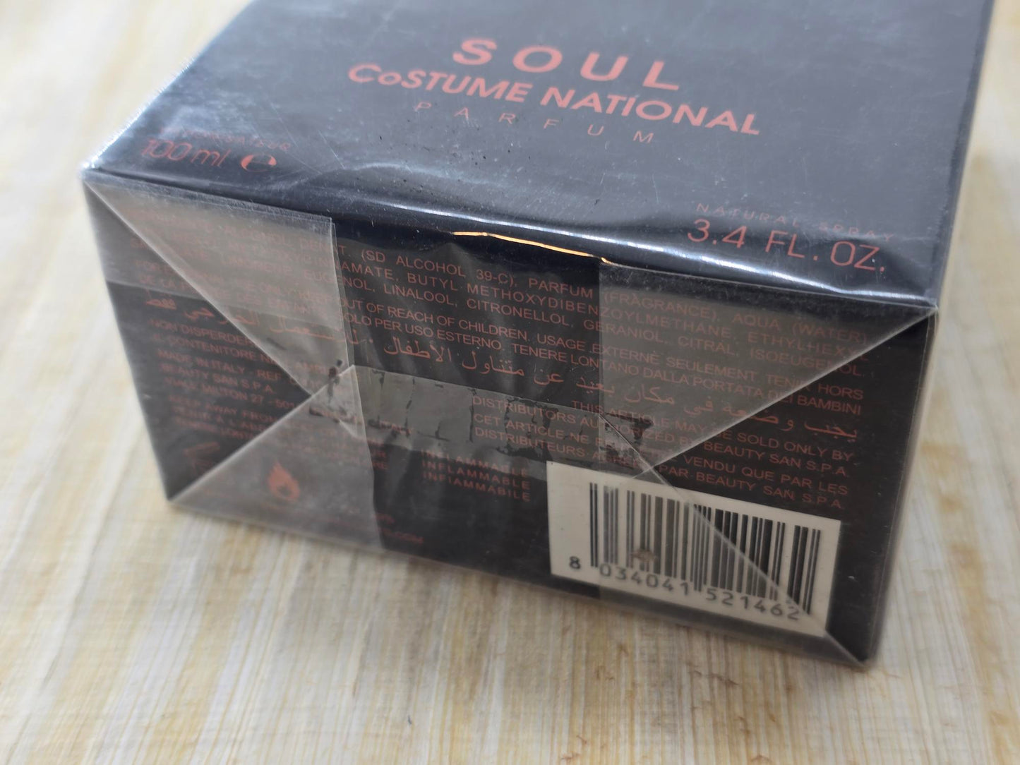 Soul CoSTUME NATIONAL for women and men Pure Parfum Spray 100 ml 3.4 oz, Vintage, Rare, Sealed
