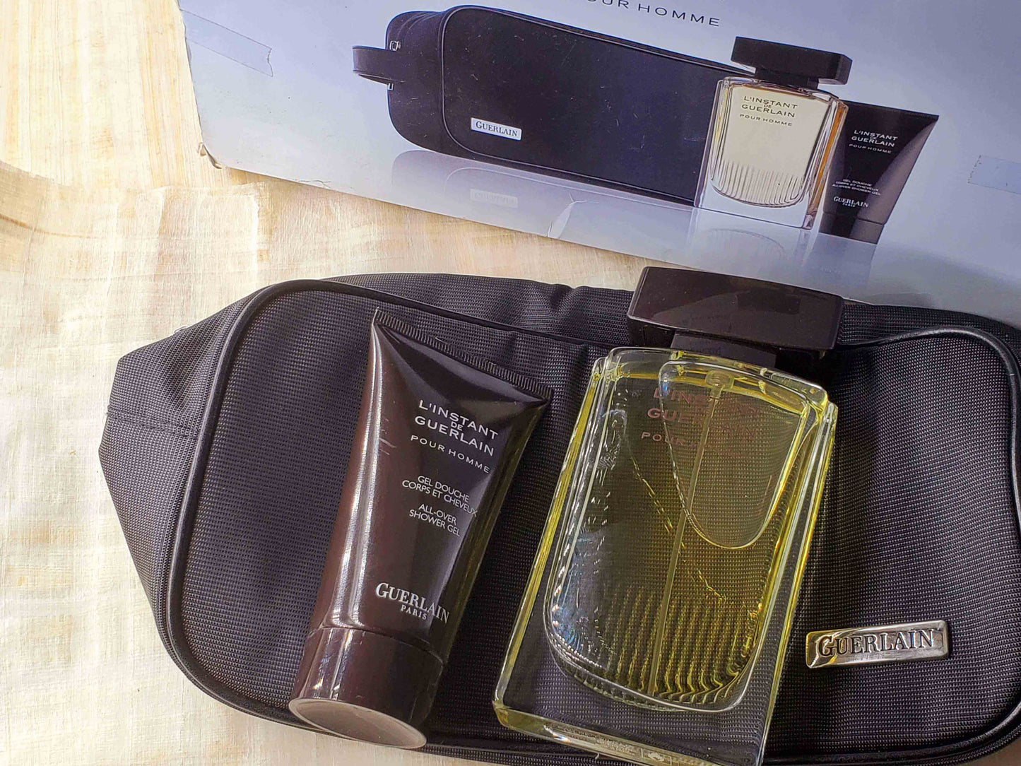 L'Instant de Guerlain pour Homme for men EDT Spray 125 ml 4.2 oz + Shower Gel 75 ml + Bag, Rare, Vintage, SET As Pic