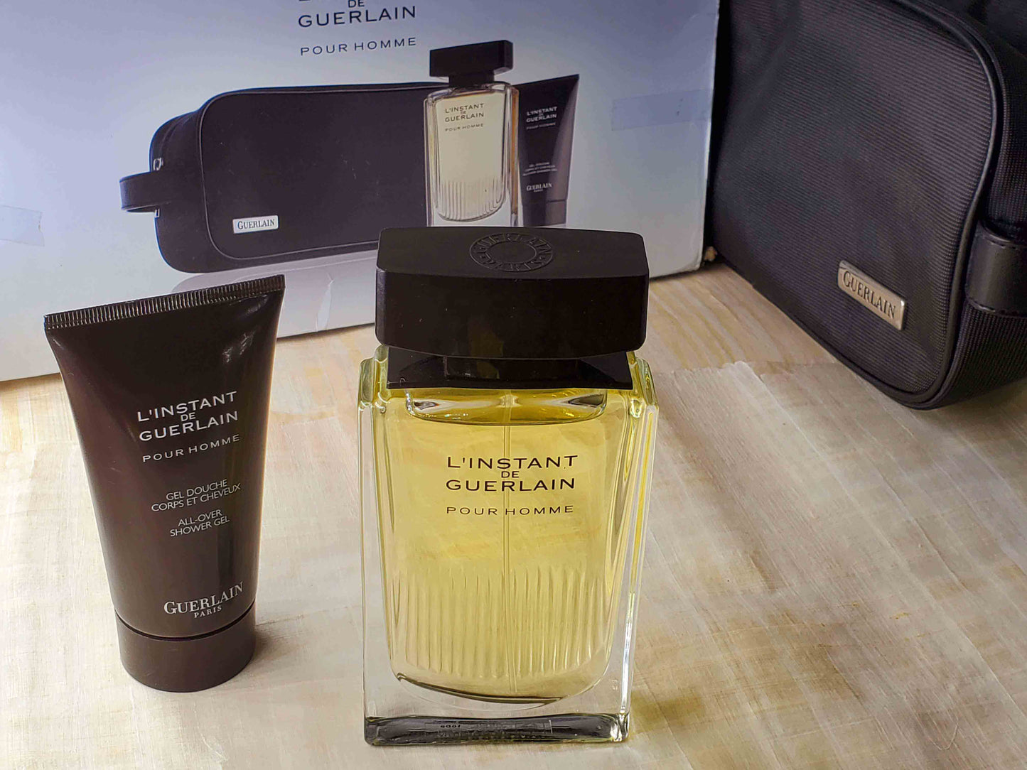 L'Instant de Guerlain pour Homme for men EDT Spray 125 ml 4.2 oz + Shower Gel 75 ml + Bag, Rare, Vintage, SET As Pic