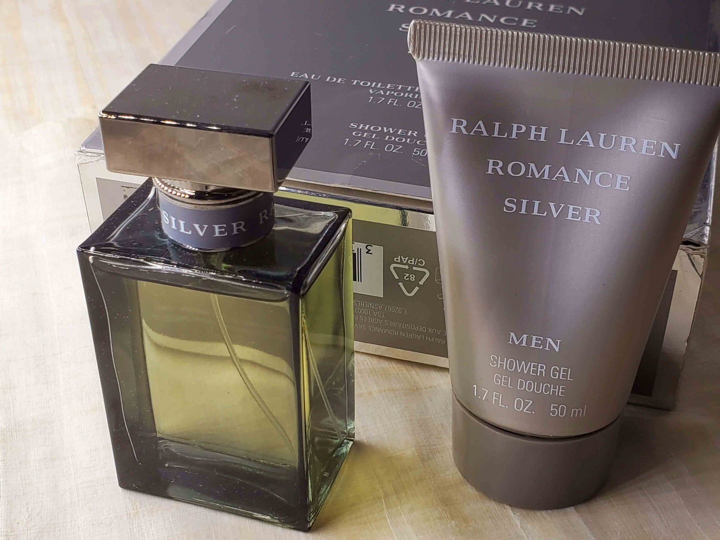 Romance Silver Ralph Lauren for men EDT Spray 50 ml 1.7 oz + Shower Gel 50 ml, Vintage, Rare, SET