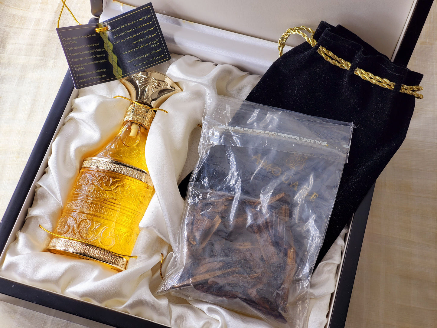 SET Amouage Gold pour Homme EDT Spray 50 ml 1.7 oz + Bukkur Ships, Vintage, Very Rare, Hard to find, Crystal BottlePlated 24k Gold