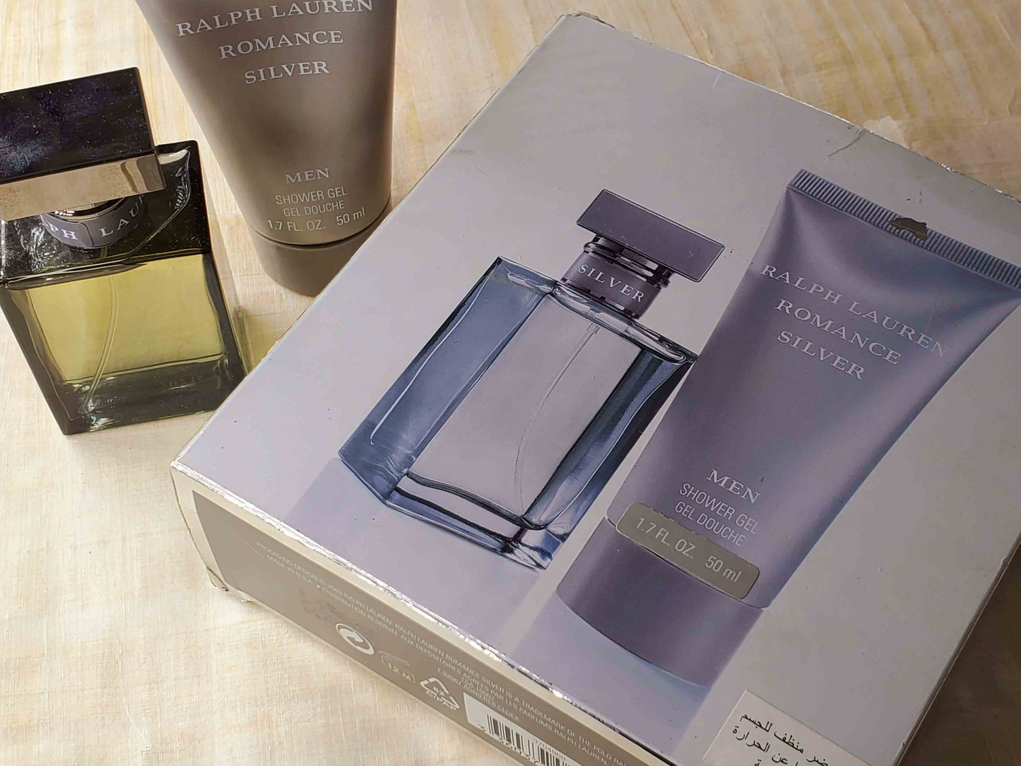 Romance Silver Ralph Lauren for men EDT Spray 50 ml 1.7 oz + Shower Gel 50 ml, Vintage, Rare, SET