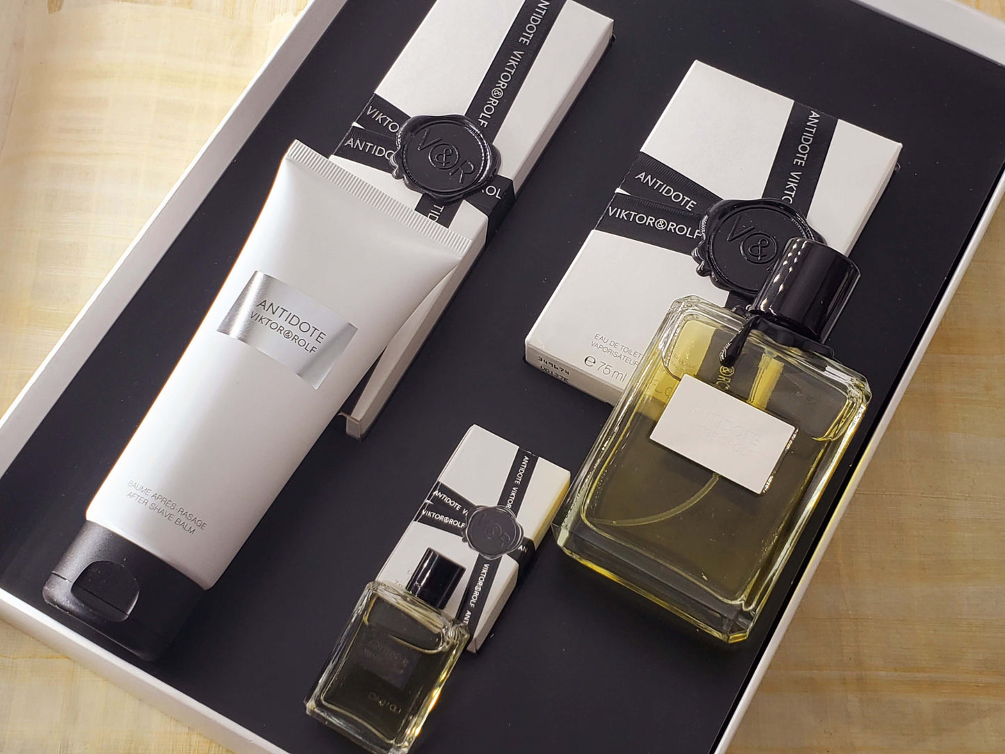 SET Antidote Viktor&Rolf for men EDT Spray 75 ml 2.5 oz + 7.5 ml + After Shave 200 ml, Vintage, Rare
