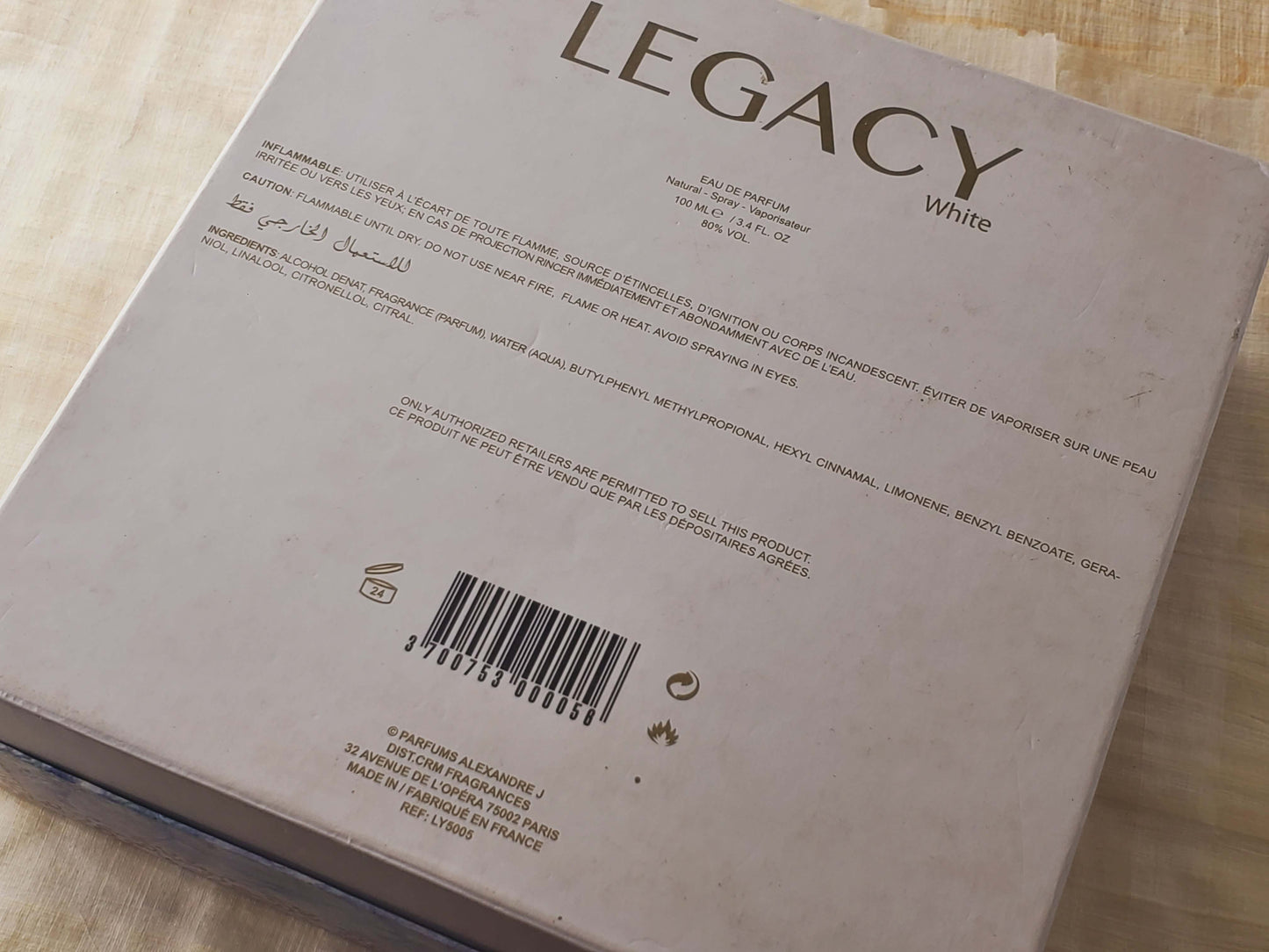 Legacy White Alexandre.J for women EDP Spray 100 ml 3.4 oz, Vintage