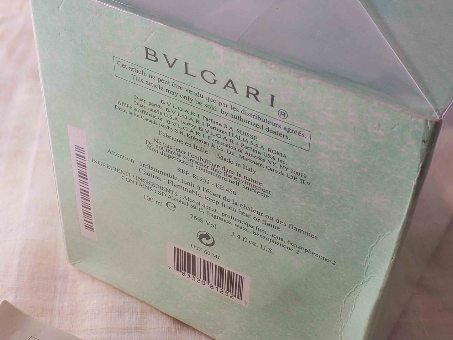 Bvlgari Eau Parfumee au The Vert Extreme Bvlgari for Unisex EDP Spray 100 ml 3.4 oz Or 50 ml 1.7 oz, Vintage, Rare