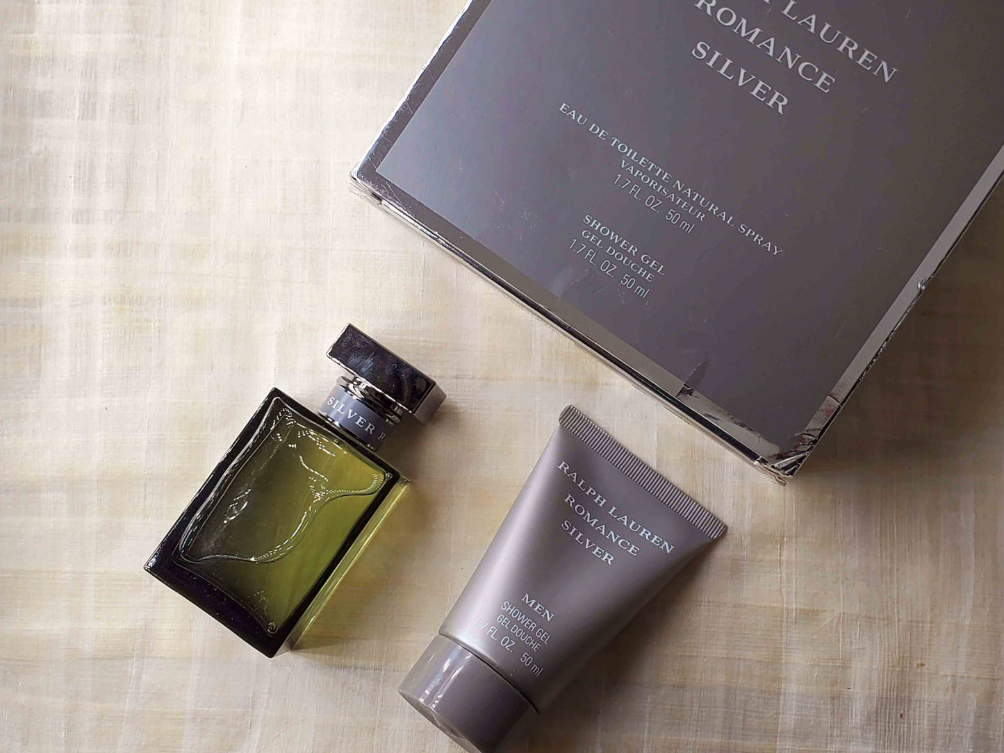 Romance Silver Ralph Lauren for men EDT Spray 50 ml 1.7 oz + Shower Gel 50 ml, Vintage, Rare, SET