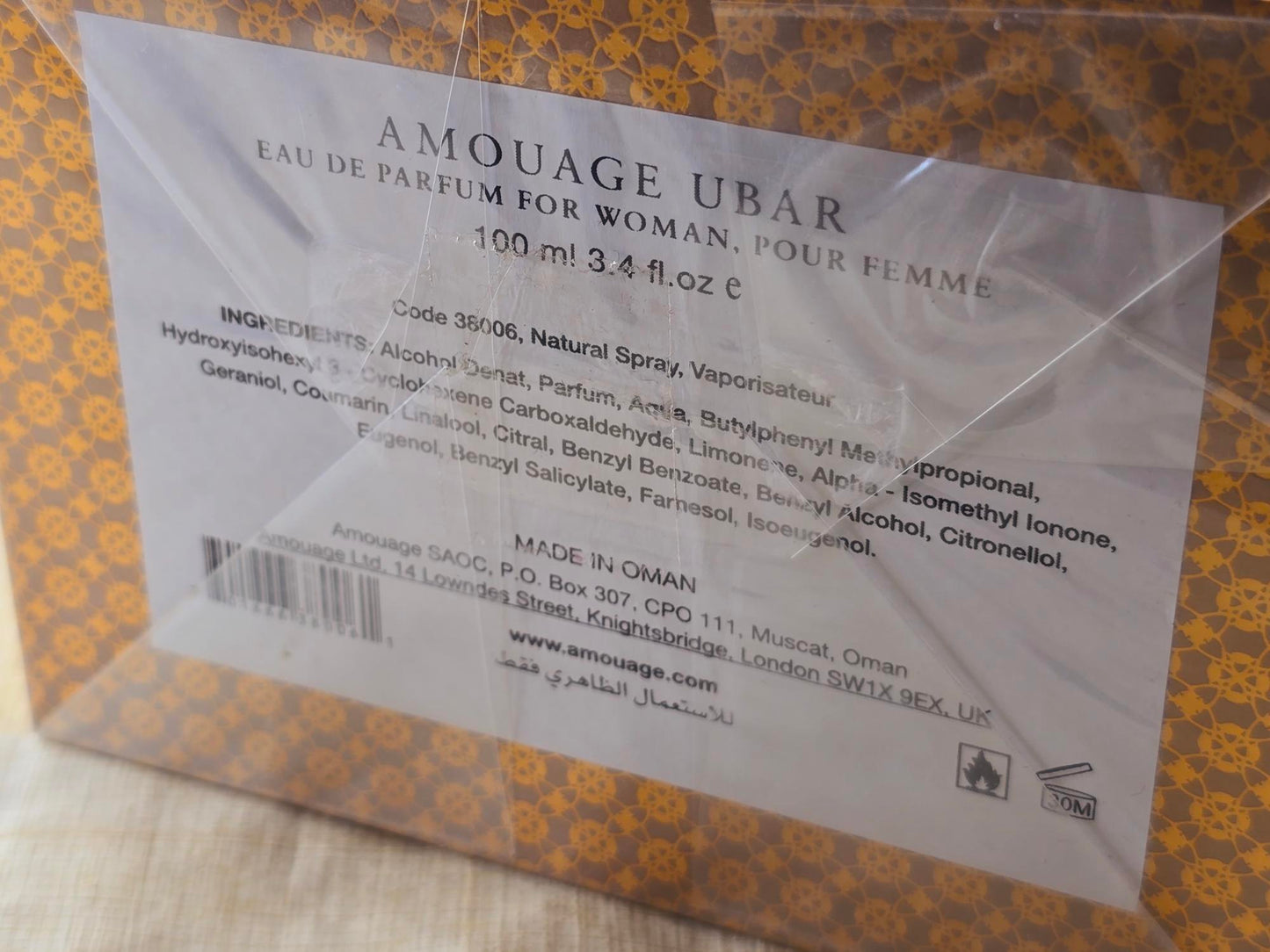 Ubar By Amouage for Women EDP Spray 100 ml 3.4 oz, Rare, Vintage, Sealed
