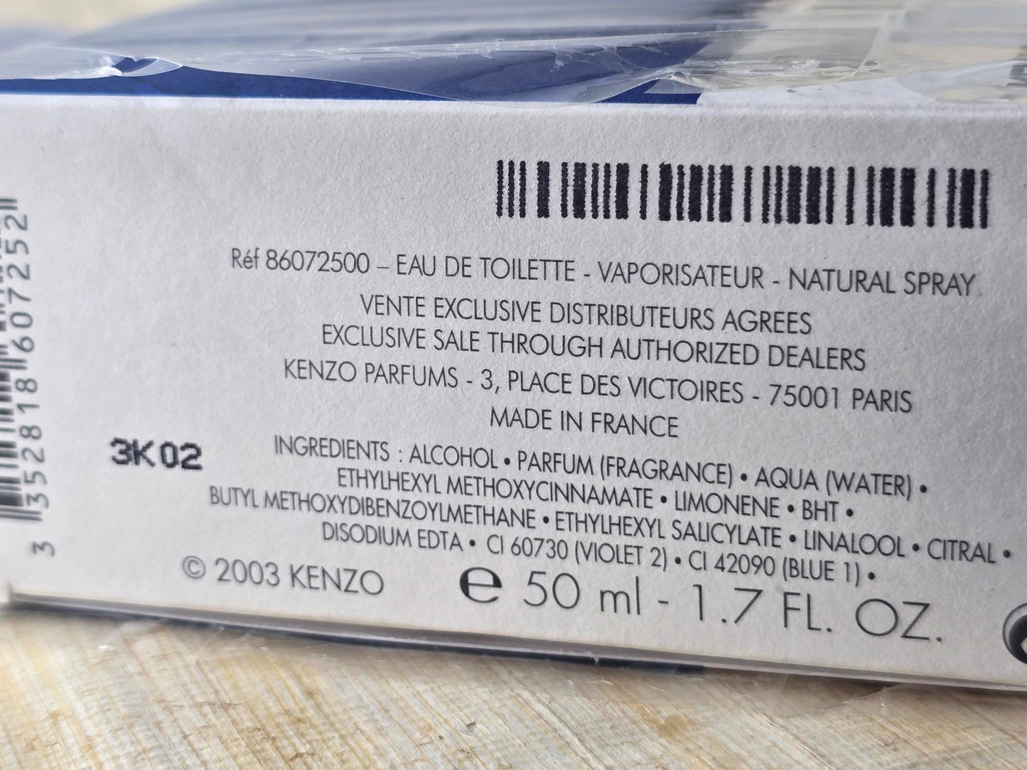 Kenzo Air - Men's EDT Vintage (50ml / 1.7oz & 90ml / 3oz) - Unused (Level as Pictured)