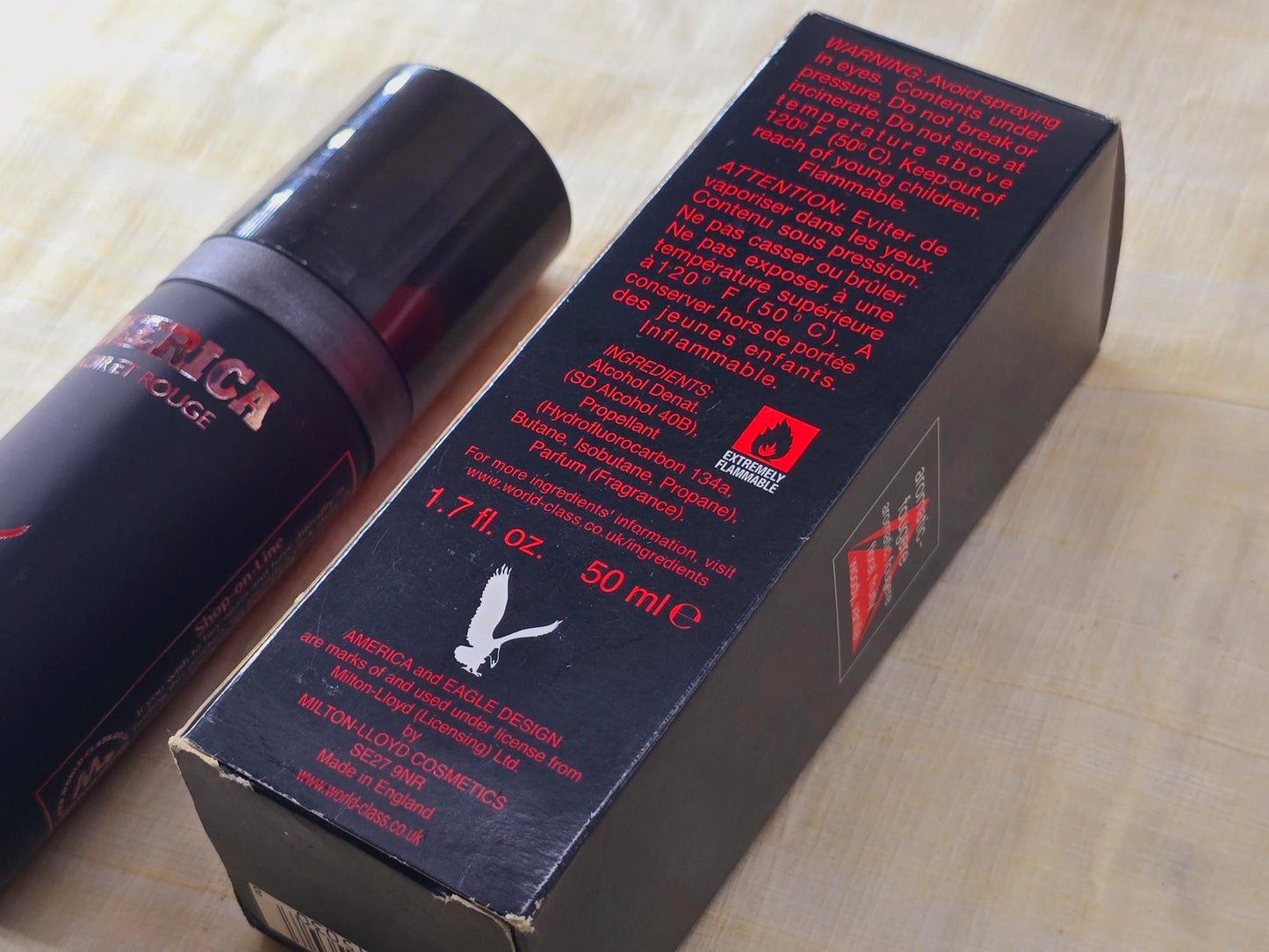 America Noir et Rouge Milton Lloyd for men Super Concentrated Cologne Spray 50 ml 1.7 oz, Vintage, Rare