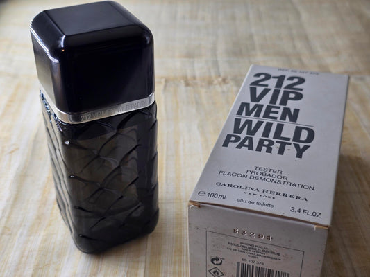 212 VIP Men Wild Party Carolina Herrera for men EDT Spray 100 ml 3.4 oz – Rare, Vintage, Original Bottle Tester