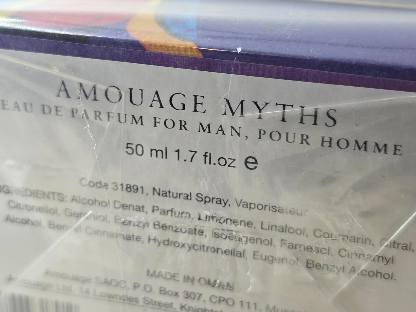 Myths Man Amouage for men EDP Spray 50 ml 1.7 oz, Vintage 2016 First Edition A17034A166, Rare, Sealed