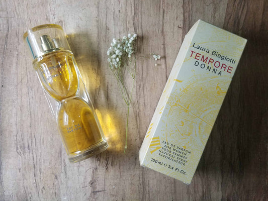 Laura Biagiotti Tempore Donna EDP Spray 100 ml 3.4 oz Or 50 ml 1.7 oz, Vintage Eurocos, Rare