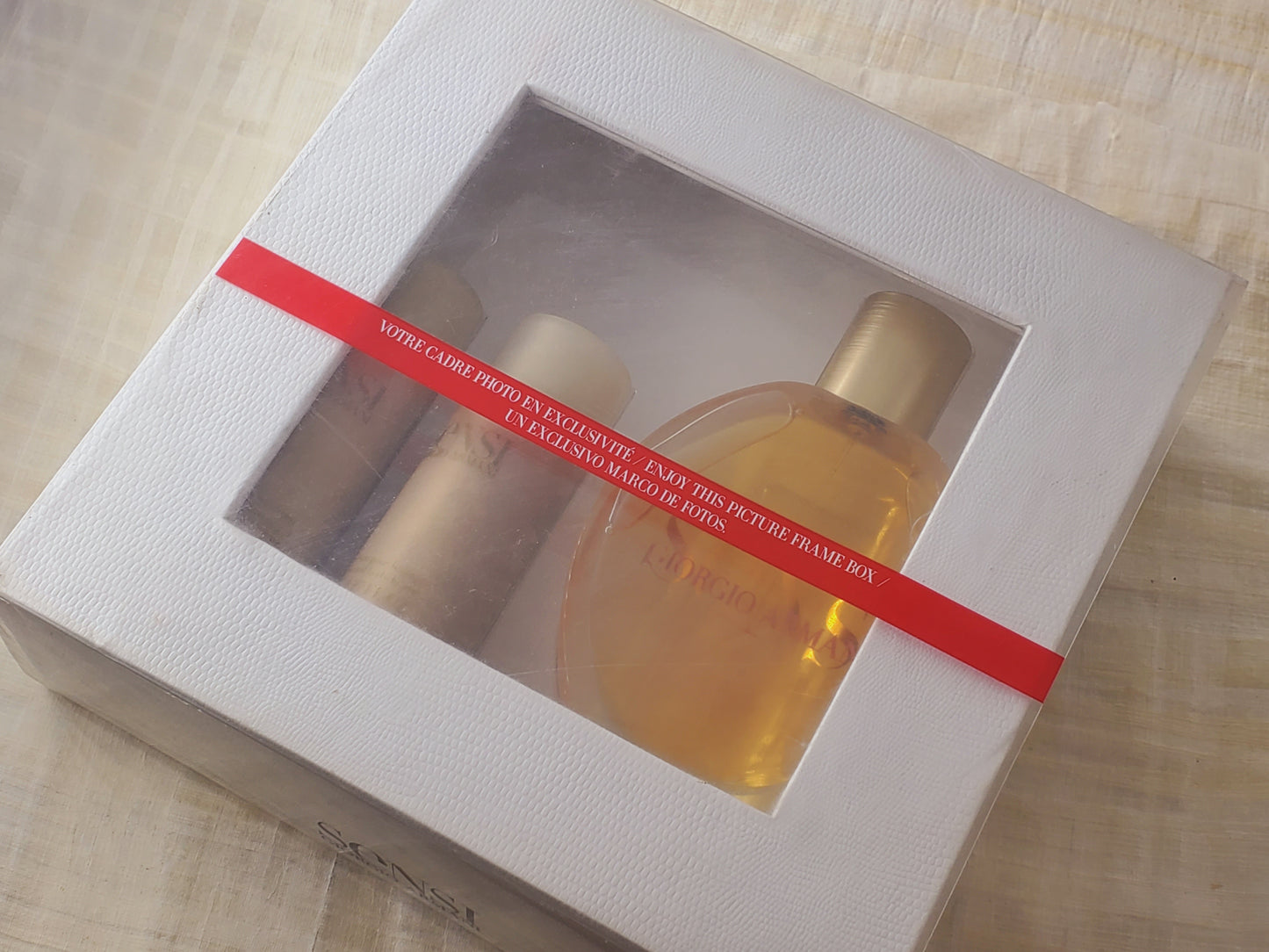 Giorgio Armani Sensi EDP Spray 100 ml 3.4 oz + Shower Jel + Lotion + Picture Frame Box, Vintage, As Pic, SET