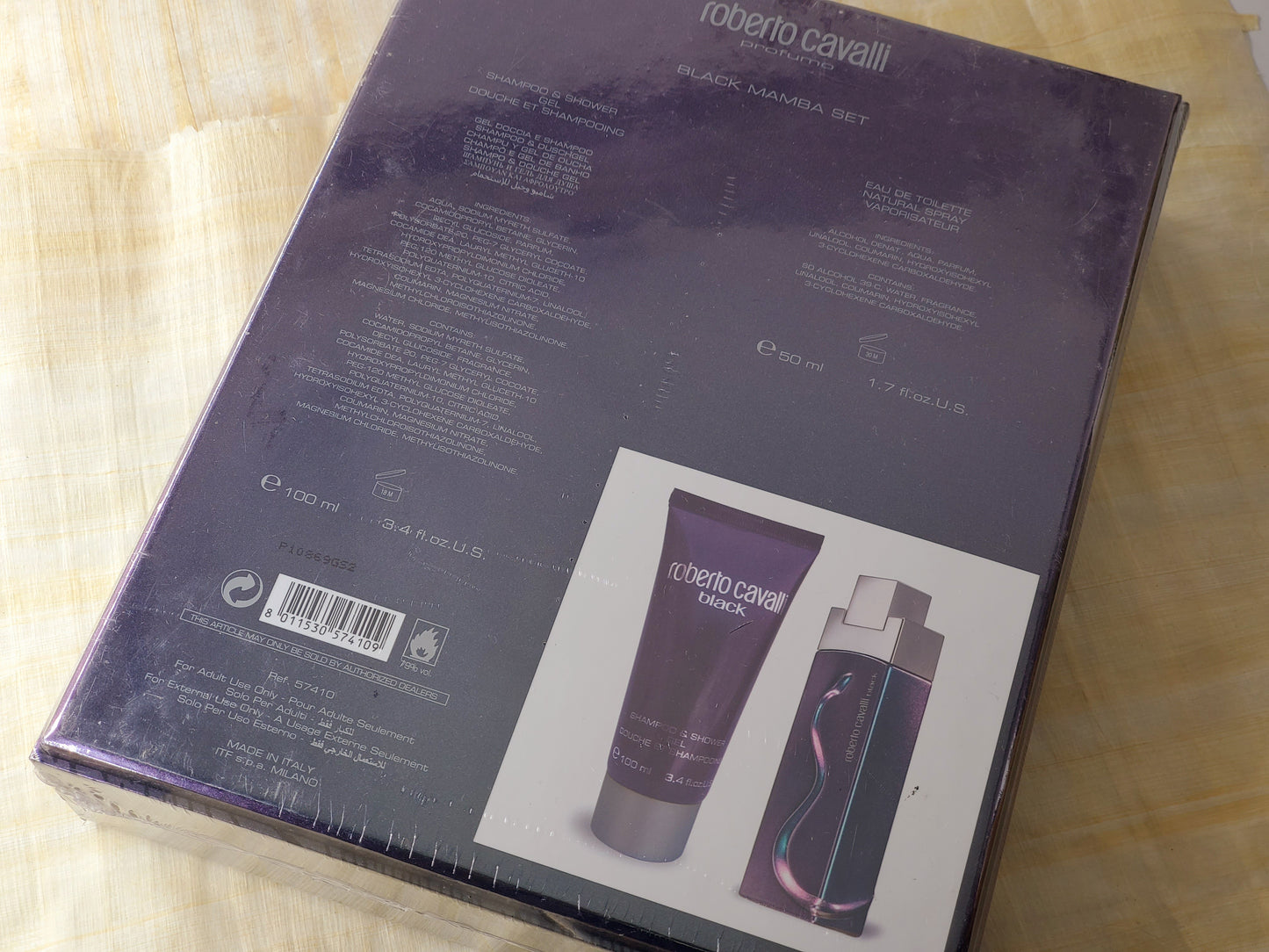 SET Roberto Cavalli BLACK for men EDT 50 ml 1.7 oz & Shampoo and shower Jel 100 ml, Vintage